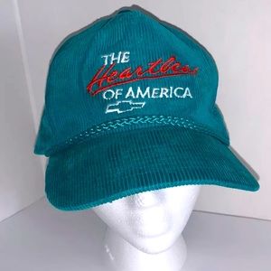 The Heartbeat Of America Chevy Chevrolet Vintage USA Rope SnapBack Hat Turquoise